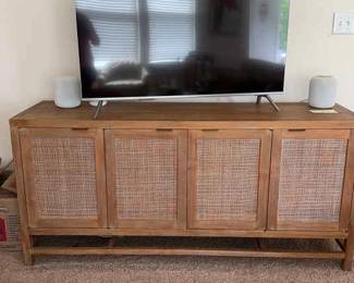 Buffet Style Cabinet With Rattan Details cabinet Only
