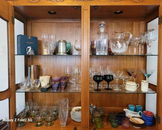 Assortment Of Glassware, Barware Contents Only Of Upper Cabinet