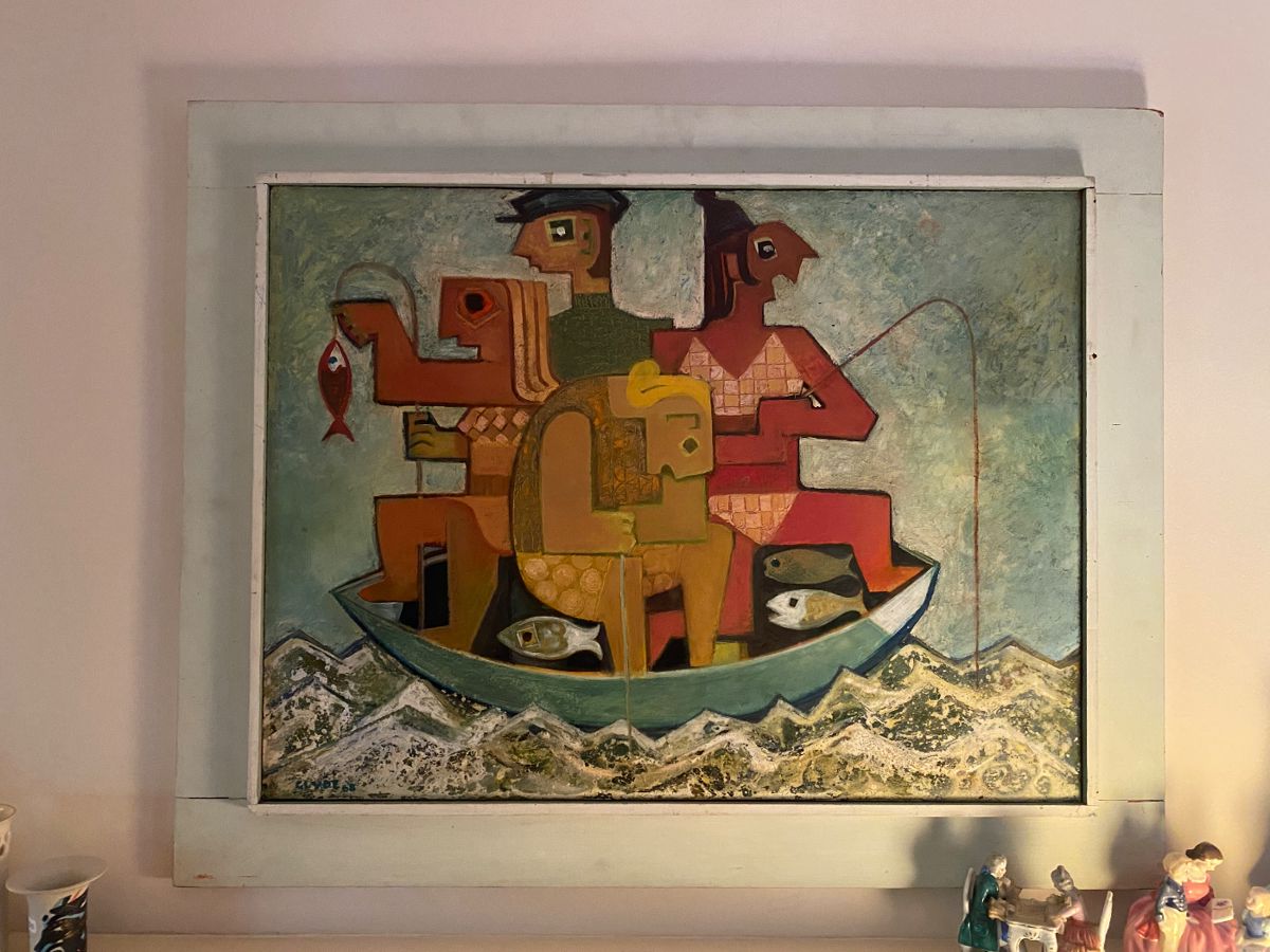 Original signed work by HG Glyde 
"Jiggers" 1968
Oil
24x32 in. approx.