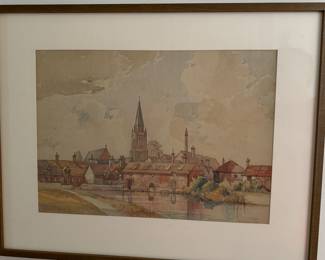 Original signed work by HG Glyde
Church and River
Watercolour
14.5x20.25 in. approx.
