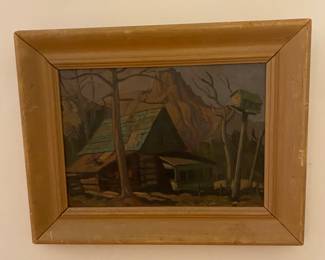 Original signed work by HG Glyde
Mountain Cabin 1943
Oil
9.5x13.5 in. approx.