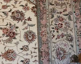 Persian Tabriz 9' x 12' is cream, tans, and greens, purchased at the Rugmart at the Williamsburg Pottery Factory,  in Formal Living room