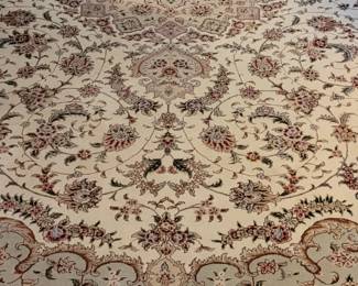 Persian Tabriz 9' x 12' is cream, tans, and greens, purchased at the Rugmart at the Williamsburg Pottery Factory, in the Formal Living room