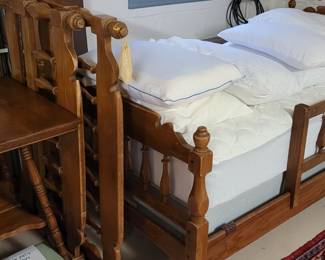 Twin beds that stack to make a bunk bed with ladder