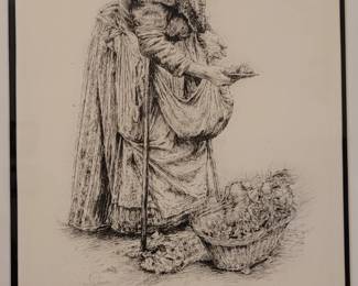 Vintage German etching, one of two