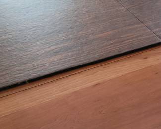 Beautiful cherry double drop leaf table shown with table pads (has set of 3 to fully cover the table)