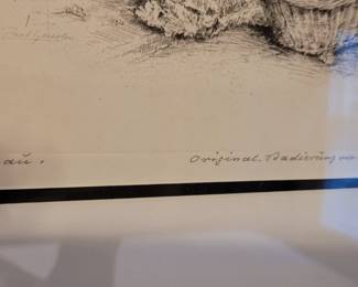 Detail of Vintage German etching, one of two