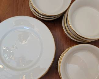 Set of 8 plain salad plates and 12 dessert bowls