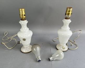 Lot 182 | Vtg Handcrafted French Splatter Art Glass Lamps
