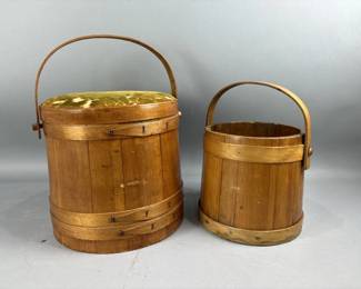 Lot 216 | Vtg Wooden Firkin Sugar Buckets
