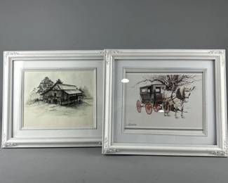 Lot 316 | 2 Vintage Signed Prints: Framed with Stands
