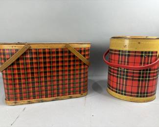 Lot 205 | Vtg Picnic Basket & Tin
