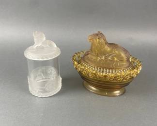 Lot 64 | Imperial Glass Lion Covered Dish & More
