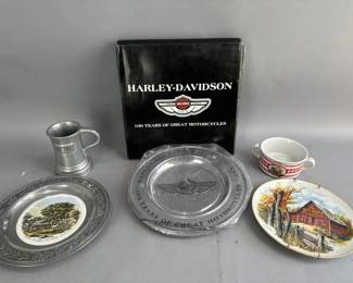 Lot 324 | Vtg Harley-Davidson Pewter Plate & More
