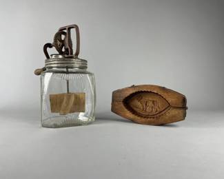 Lot 135 | Antique Unmarked Butter Churn & Mold
