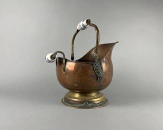 Lot 62 | Atq Copper & Brass Coal Scuttle Bucket
