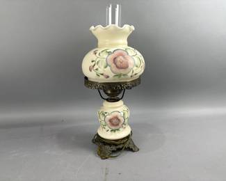 Lot 249 | Vtg Floral Ruffle Hurricane Lamp

