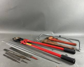 Lot 393 | Tool Lot Bolt Cutter, Wrenches, Files & More

