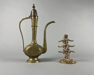 Lot 50 | Vtg Indian Brass Coffee Pot & More!
