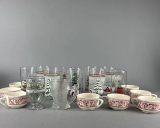 Lot 338 | Vtg Flintstones Cup, Christmas Cups, & More
