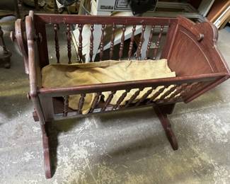 Lot 412 | Vintage Wood Baby Bassinet
