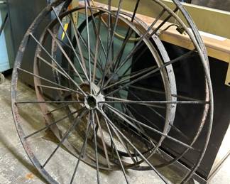 Lot 418 | Vintage Metal Wagon Wheels
