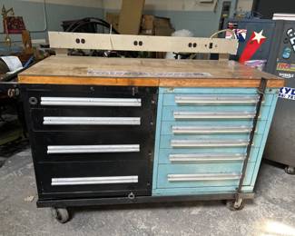 Lot 422 | Hand Made Tool Box Table With Electric Outlets
