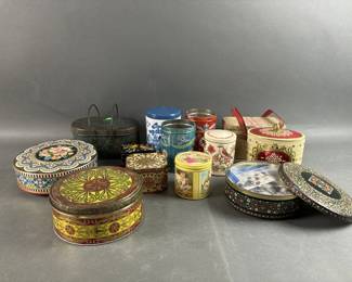 Lot 66 | Vintage Patterned Tins & Sewing Kit
