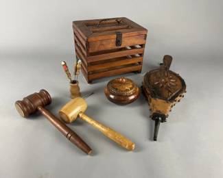 Lot 118 | Vtg Wood Fireplace Bellows, Gavels & More!
