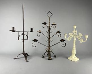 Lot 145 | Vtg & Atq Wrought Iron Candelabras
