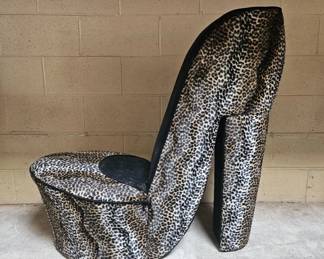 Lot 234 | Vtg Leopard High Heel Chair
