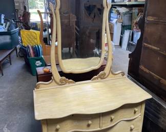 Lot 445 | Vintage Wood Dresser With Beveled Mirror
