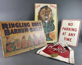 Lot 221 | Vintage Advertisement Signs, Campbell’s Bag & More
