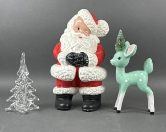 Lot 193 | Vtg Christmas Decor: Glass Tree Decor & More
