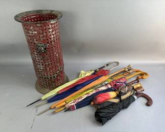 Lot 168 | Vintage Umbrellas & Stand
