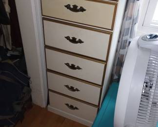 Tall Whiter and Gold Cabinet for Clothes or Collections, 