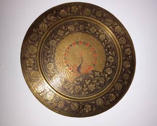 An Indian Charger, or Serving Platter / Tray, Featuring A Peacock Bird, 