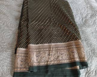 A Silk Sari,  and A Vintage Cotton Martha Washington Coverlette, 