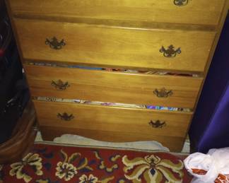 A Vintage Hard Rock Maple Chest of Drawers, An Area Rug for sale, 