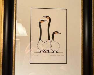 Framed illustration "Friends" signed by Benjamin Chee Chee