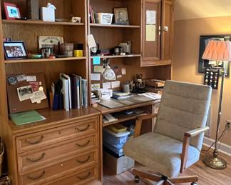 Oak office furniture with swivel desk chair