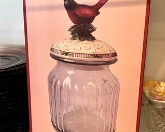 Cracker Barrel holiday glass container (new)