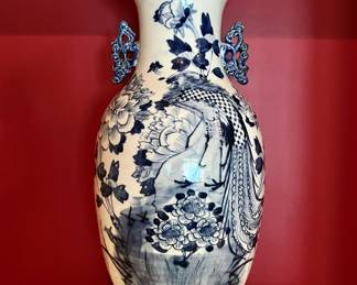 Large blue & white porcelain vase