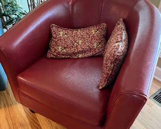 Red leather accent chair