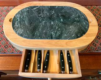 Hampton Home marble top cheese serving set