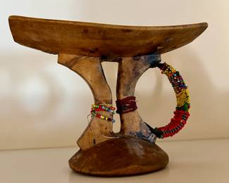 Carved wood African head rest