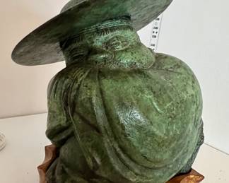 Patinaed brass sleeping buddha