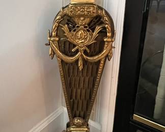 Antique brass peacock fireplace screen