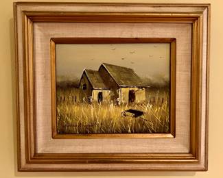 Framed pastoral painting signed by William Newport
