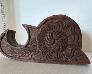 Carved wood opium ring